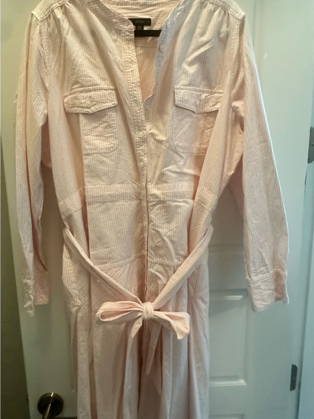 JCrew preppy pink and white strip dress